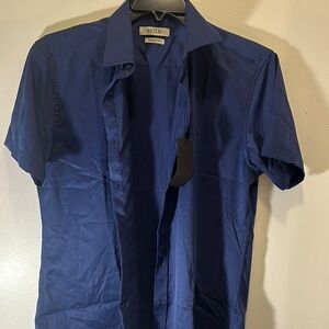Blue Casual Button Down Shirt with Classic Collar